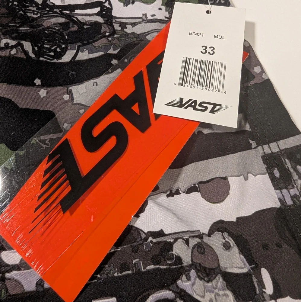 Vast Car Print Camo Board Shorts Size 33
